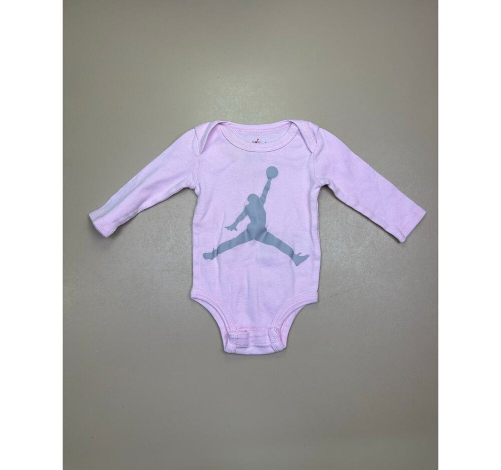 Nike Jordan Baby Girl Pink Long Sleeve Bodysuit 6M Jumpman Logo One Piece EUC